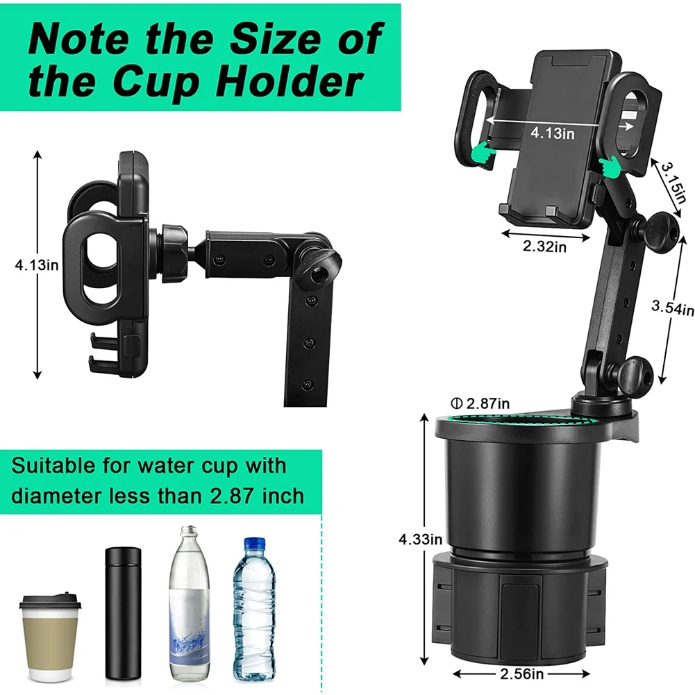 Expansor Portavasos Coche 360° Soporte Teléfono Rotación - imagen 5