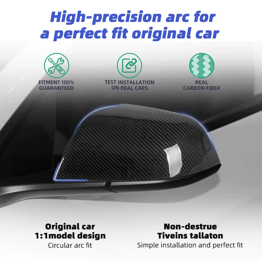 Carcasa espejo retrovisor carbono brillante para Tesla Model 3 - imagen 3