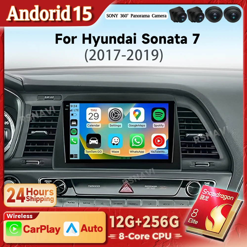 Autorradio Android 15 CarPlay pantalla 2K Hyundai Sonata 7 2017-2019
