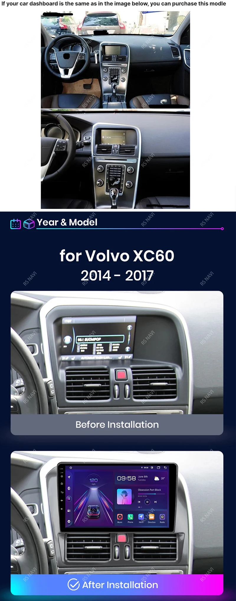 Kit completo con marco y cableado específico para Volvo XC60