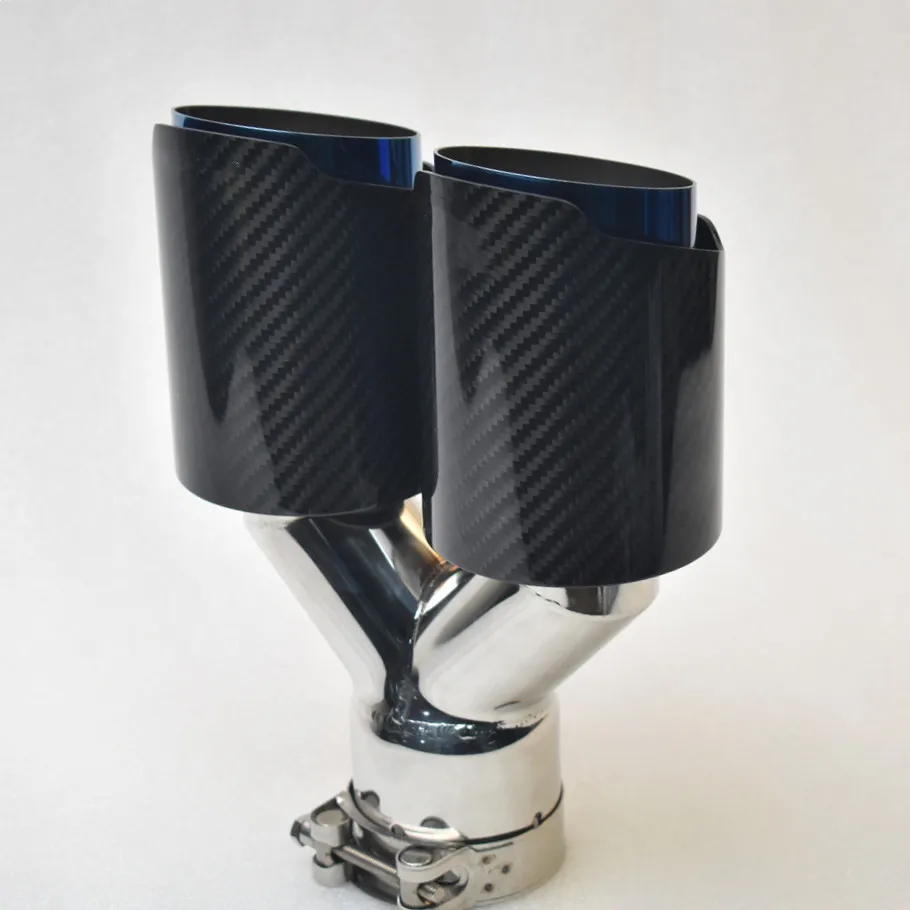 Silenciador de escape estilo fibra de carbono azul tuning - imagen 4