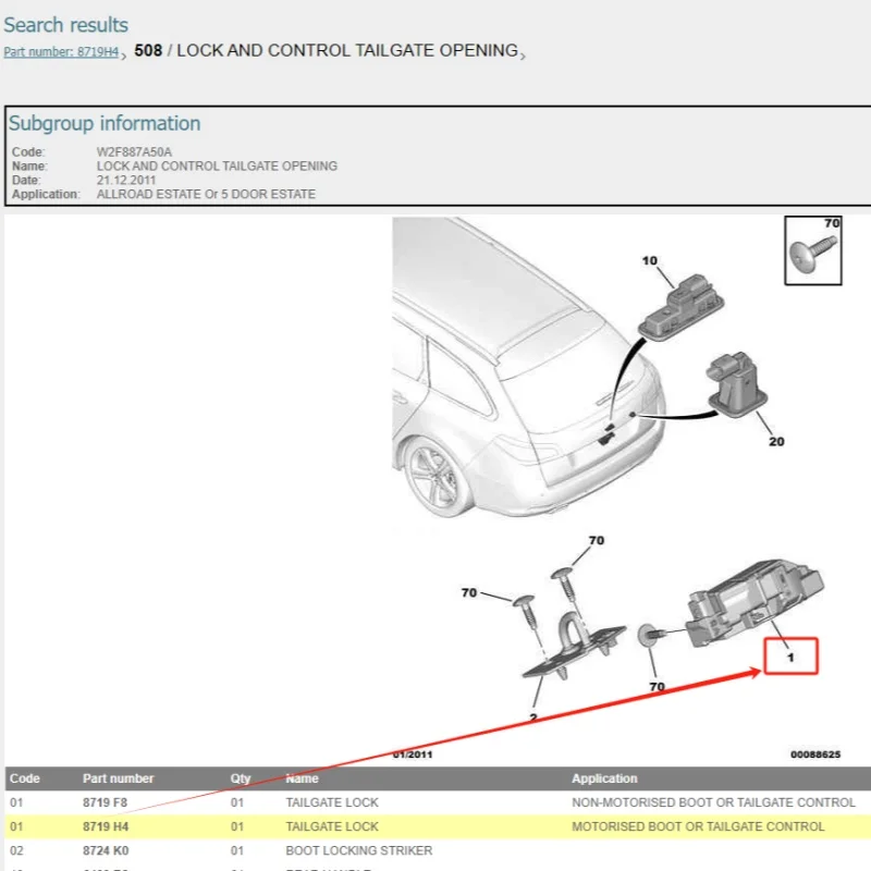 Cerradura de maletero Peugeot 3008/4008/5008 y Citroën C5 Aircross - imagen 2