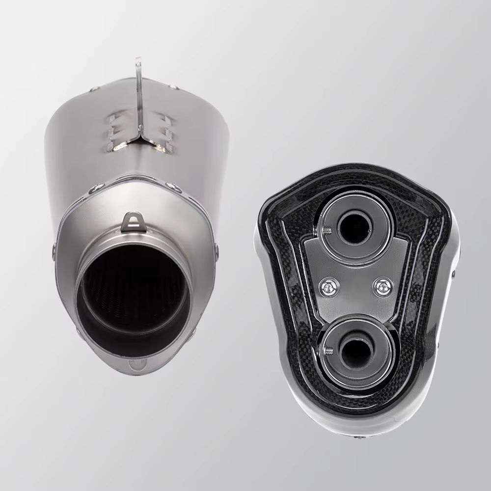 Tubo de escape universal doble orificio para Z400 R3 CBR650 MT09 K165 - imagen 3