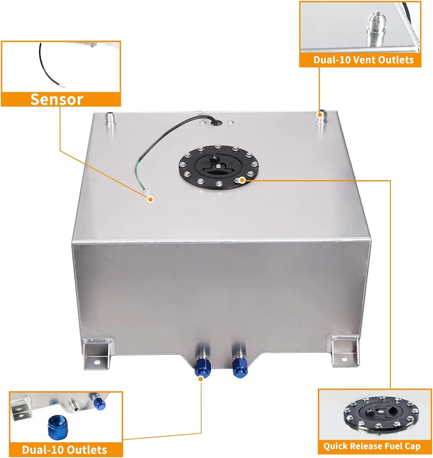 Depósito Fuel Cell universal de aluminio con espuma y tapa - imagen 2