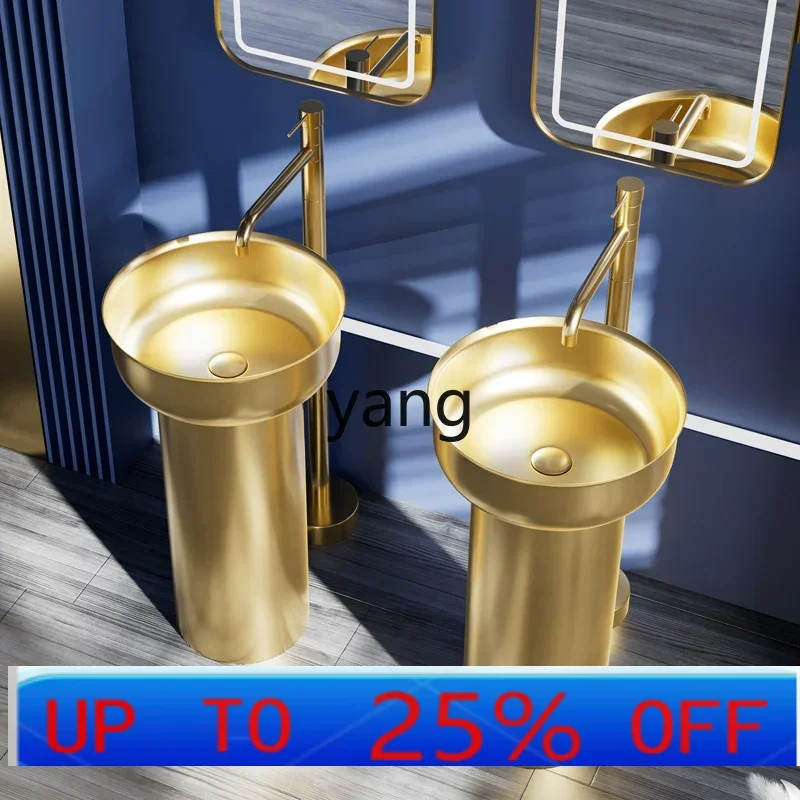 Lavabo de columna en acero inoxidable LH - suelo redondo integrado