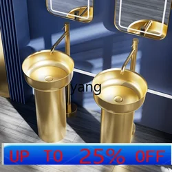 Lavabo de columna en acero inoxidable LH - suelo redondo integrado