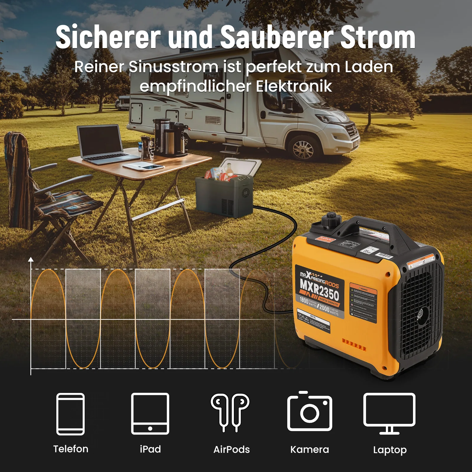 MAXPEEDINGRODS Generador Gasolina 2000W Silencioso Portátil para Camping - imagen 5