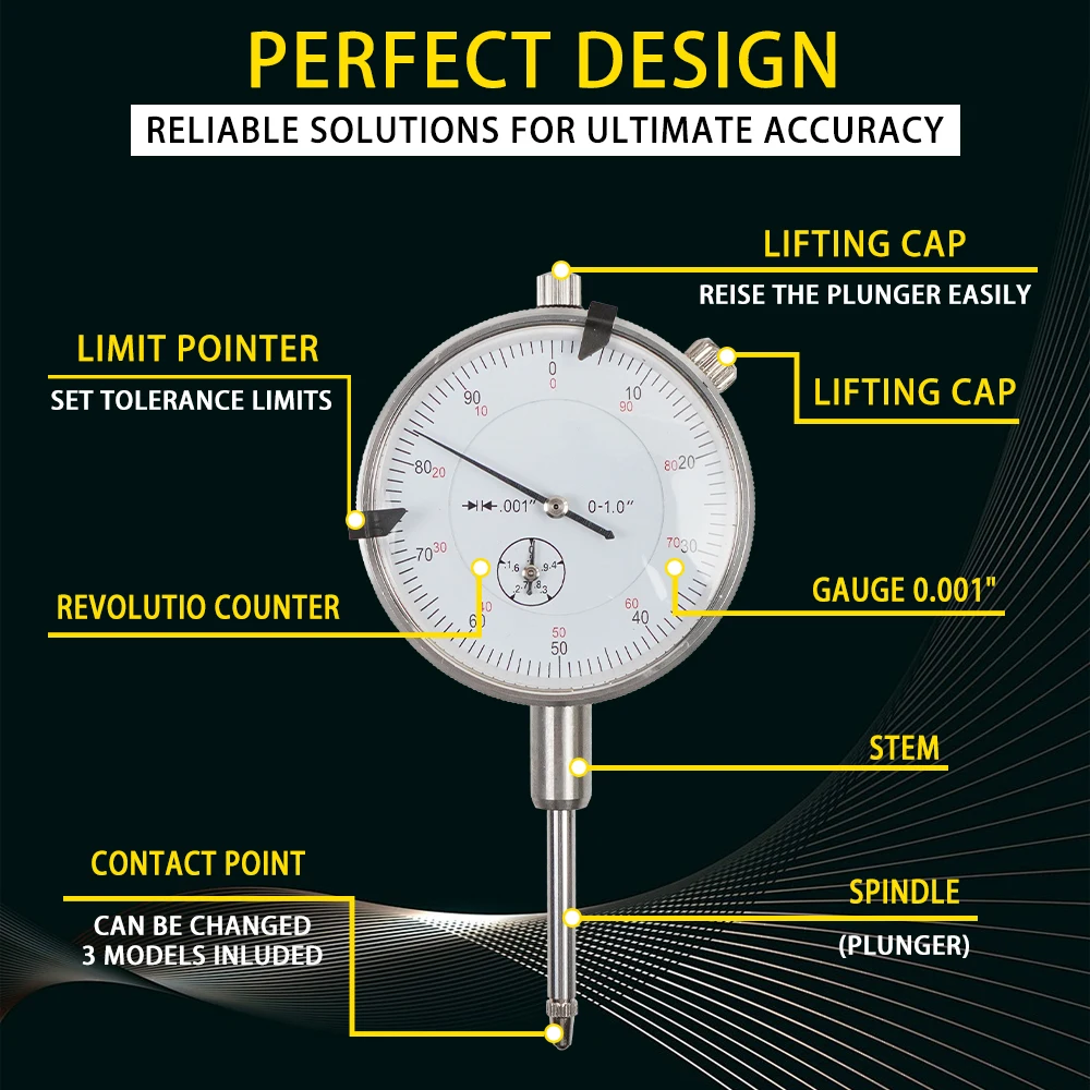 6434 para todos los motores diésel rango de calibre de orificio 0-1,00 "graduación 0,001" lectura 0-100 con calibre de altura de manga de caja y contador de calibre de orificio - imagen 5