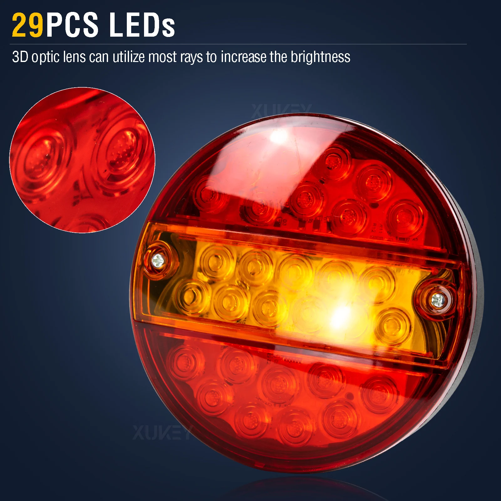Luz trasera LED redonda para remolque y camión con intermitente - imagen 3