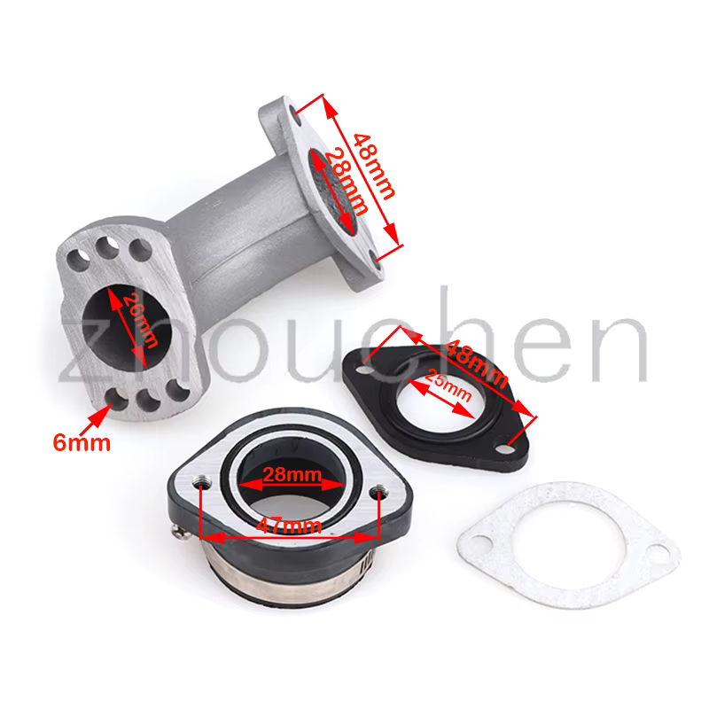Adaptador de admisión para carburador de moto, aluminio 26/28 mm
