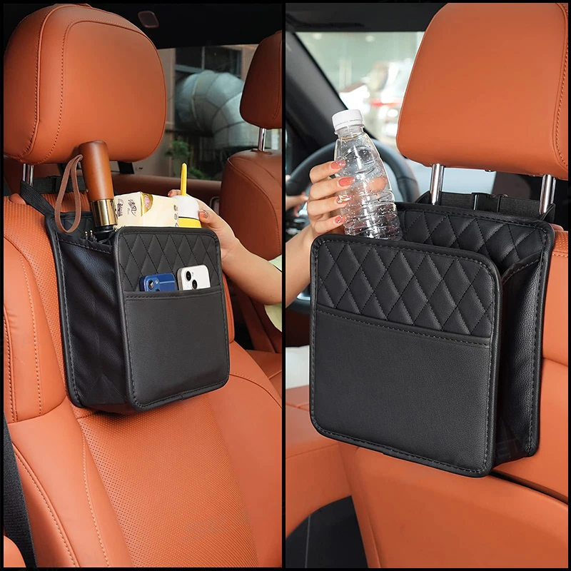 Bolsa de almacenamiento para asiento de coche, bolsa de basura de cuero Pu - imagen 5