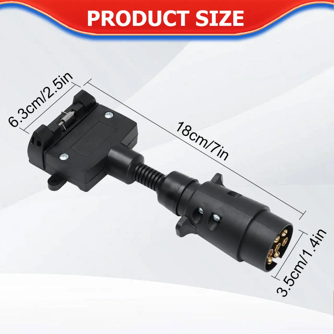 Adaptador enchufe 7 pines para remolque – macho round a hembra plano - imagen 3