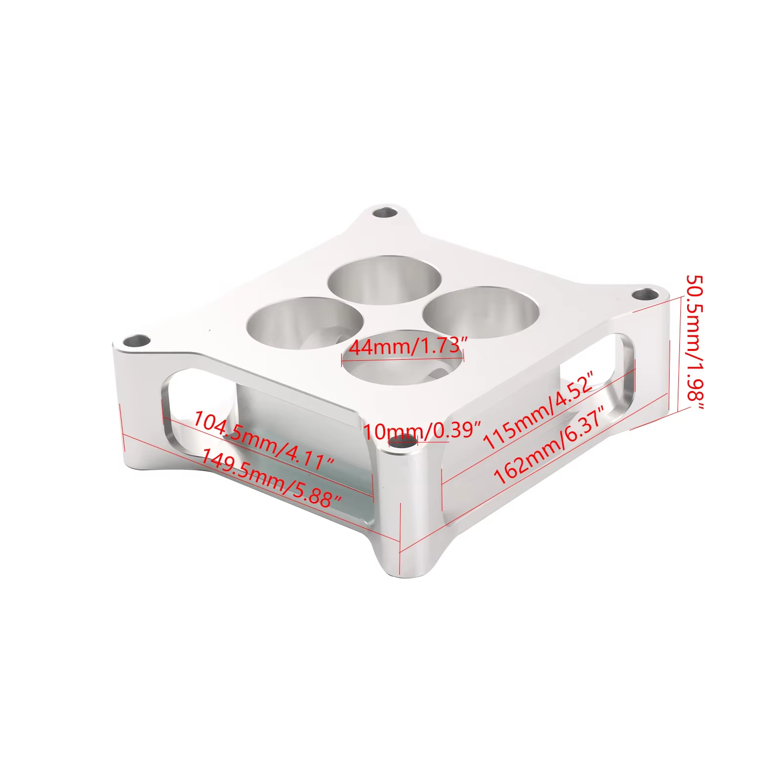 Carburador de aluminio CNC de 2 ", 4 puertos, 4150, diámetro cuadrado, espaciador para Chevy GM LSX Chevrolet Ford 302 SBC - imagen 2