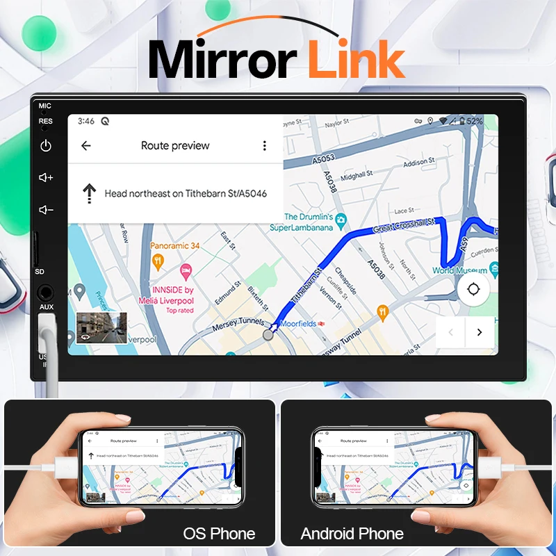 Autoradio 2DIN pantalla táctil Bluetooth Android Auto CarPlay FM AUX - imagen 3