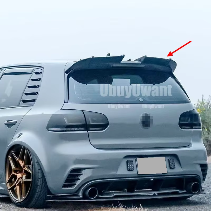 Alerón de techo para VW Golf 6 GTI/R, ABS negro brillo efecto carbono - imagen 4