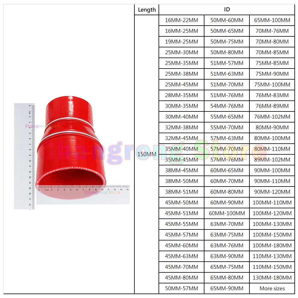 Manguito reductor de silicona para turbo e intercooler universal rojo - imagen 5