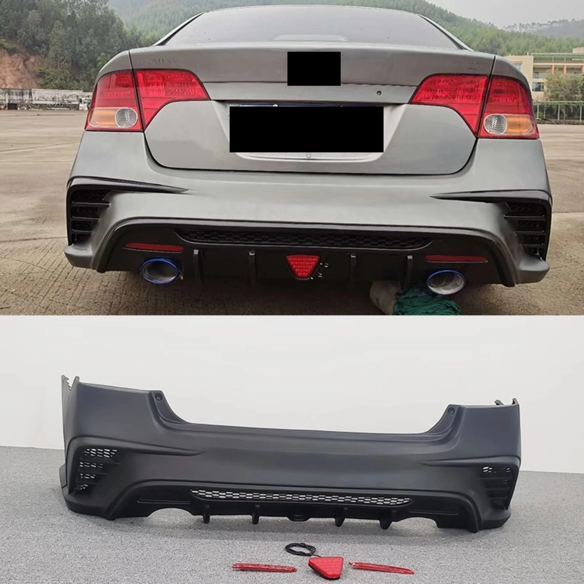 Detalle del faldón trasero del kit