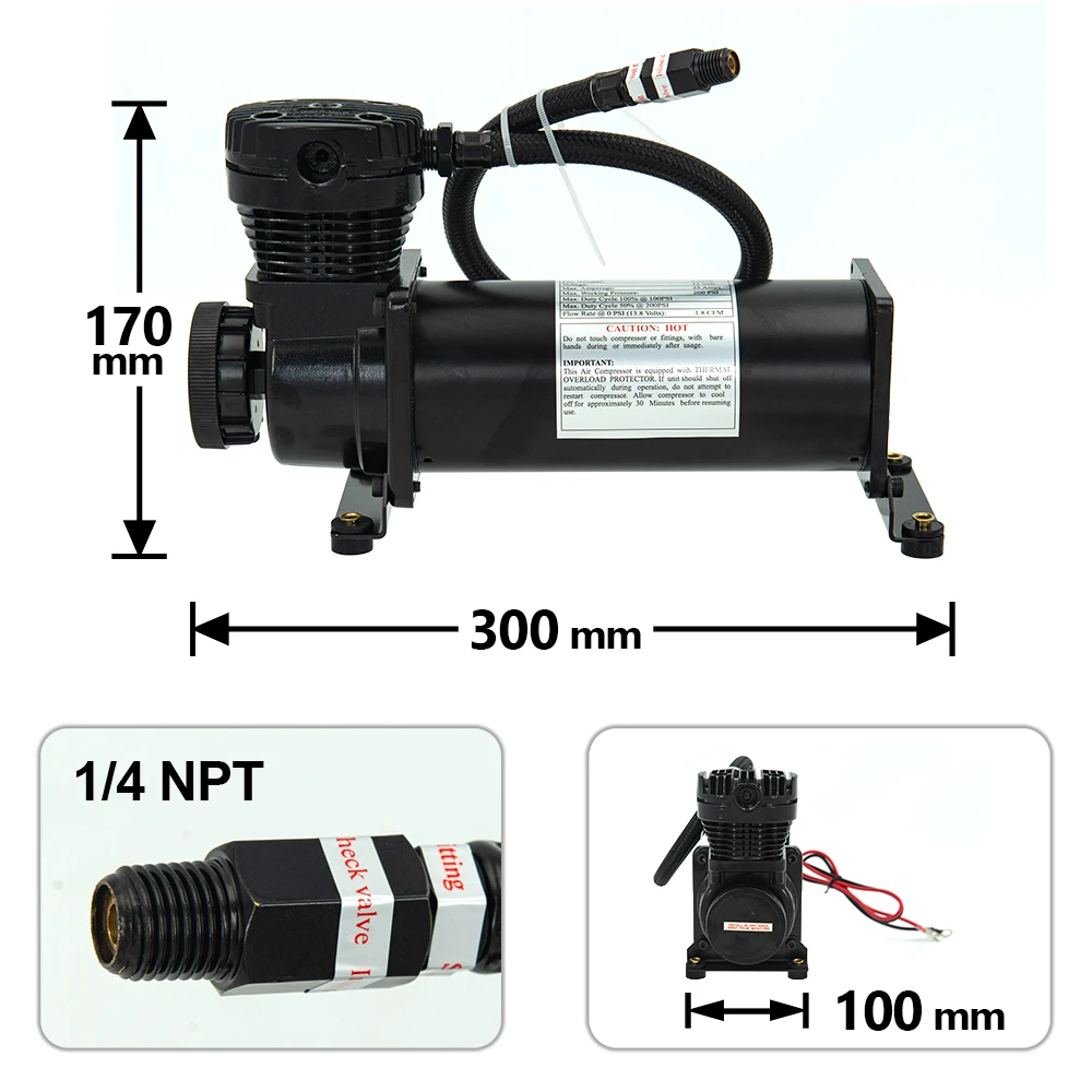Compresor suspensión neumática MAXPOWER 12V 200 PSI universal para coche - imagen 3