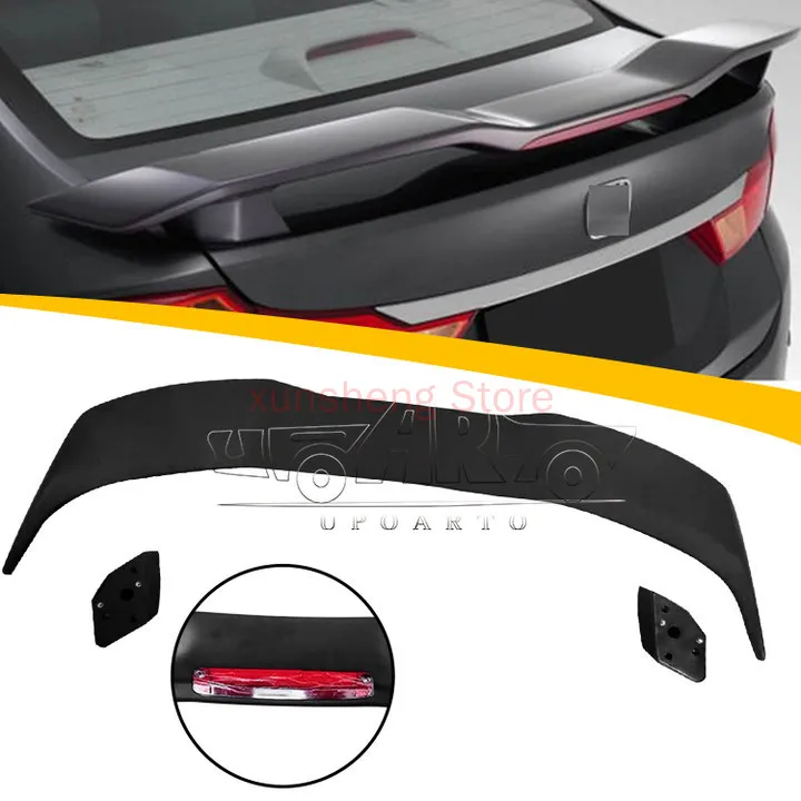 Alerones de coche hechos en ABS de fábrica, alerón de luz de freno trasero negro brillante para Honda City 2014 2015 2016 2017 2018 2019 - imagen 2