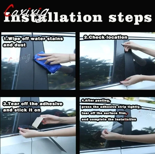 6x columna negra de fibra de carbono para puerta y ventana de coche, cubierta de poste de Pilar B C, pegatina embellecedora de PC para Chevrolet Captiva Holden Daewoo Winstorm - imagen 5