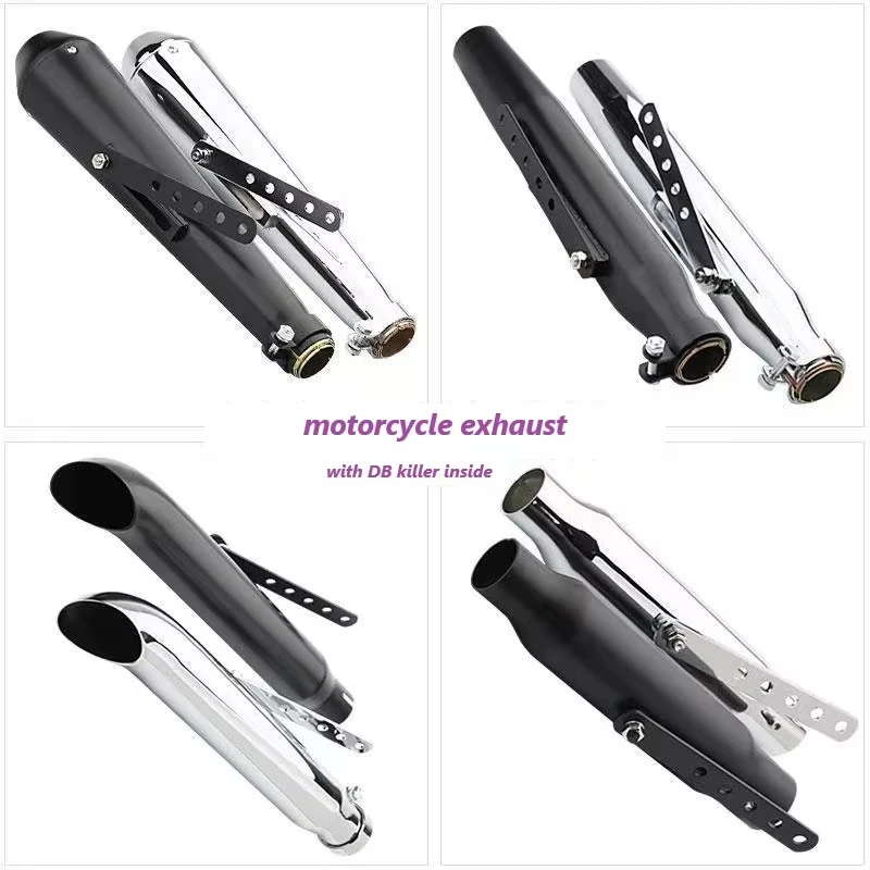Silenciador escape moto retro galvanoplastia para Chopper Cafe Racer