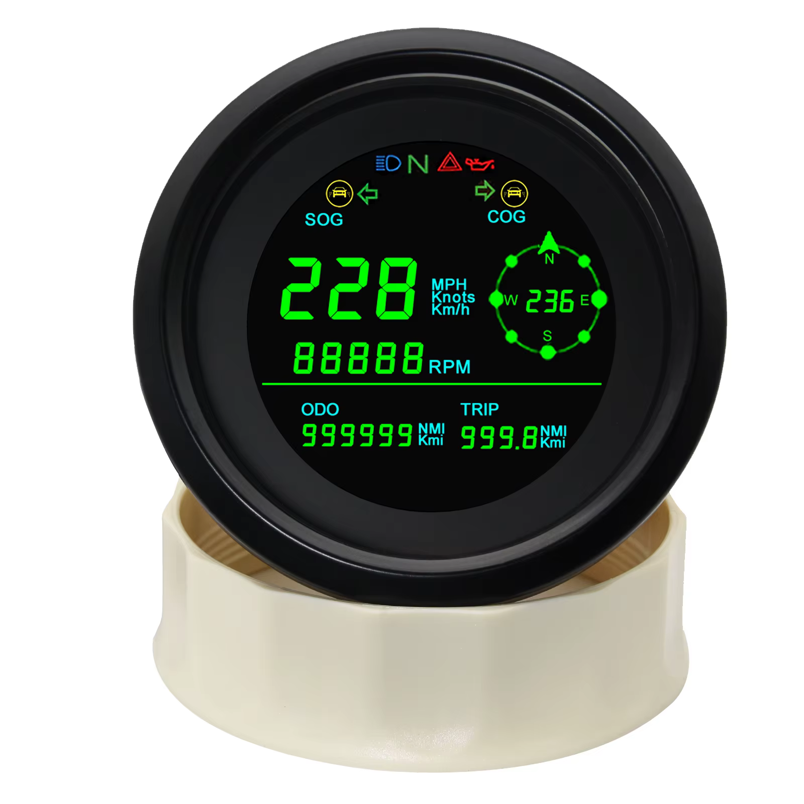 Velocímetro GPS LCD 85 mm con tacómetro y voltímetro 12/24 V - imagen 2