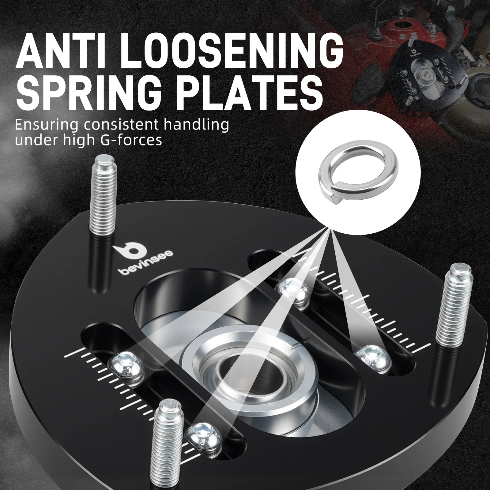 BEVINSEE Placas camber amortiguador delantero ajustables Audi A3 8V - imagen 3