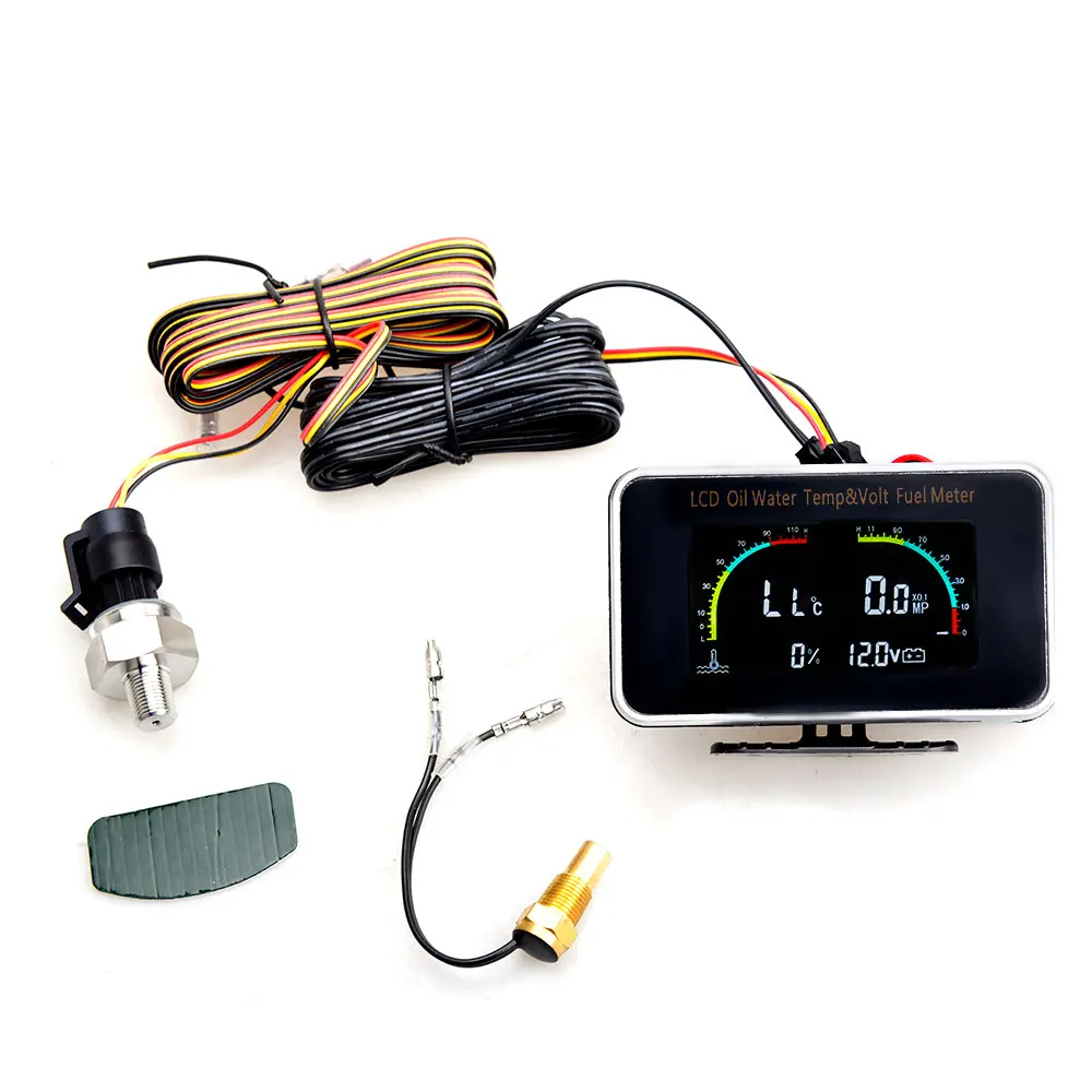 Voltímetro presión aceite motor LCD 4 en 1 12V/24V universal - imagen 2