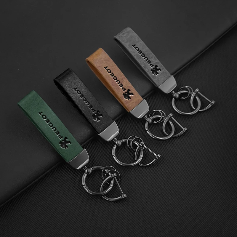 Llavero cuero con cordón antipérdida – Peugeot 208 308 508
