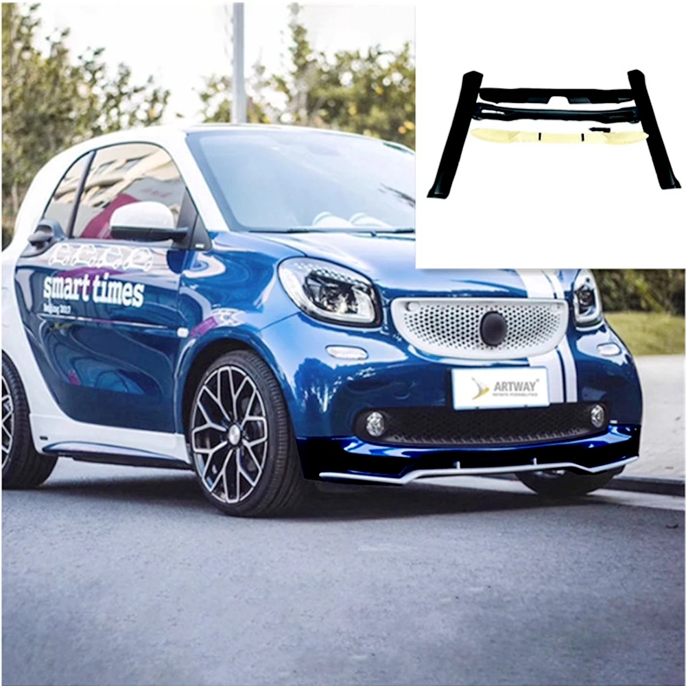 Para Benz Smart Fortwo 2Door 453 sin pintar, reequipamiento de la falda lateral alrededor de la barra delantera y el alerón de la barra trasera, parachoques inteligente