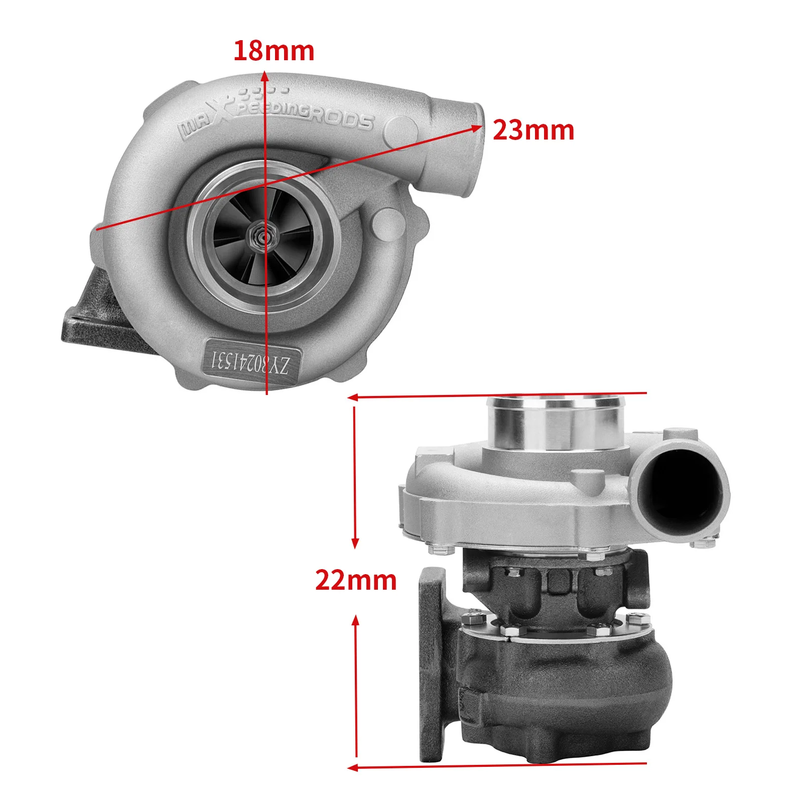 Turbocompresor T3/T4 brida T3 A/R universal para preparaciones - imagen 2
