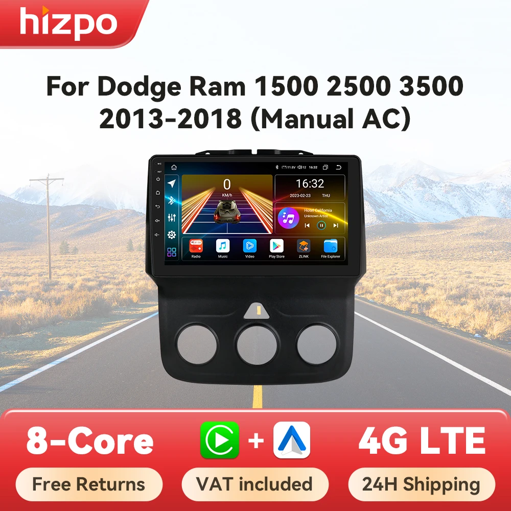 Hizpo Autoradio Android 2DIN CarPlay para Dodge Ram 2013-2018