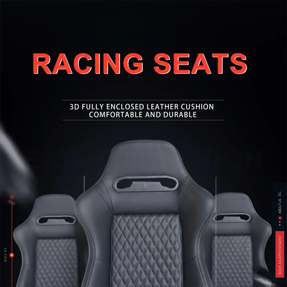 Asiento de carreras universal de cuero negro y rojo