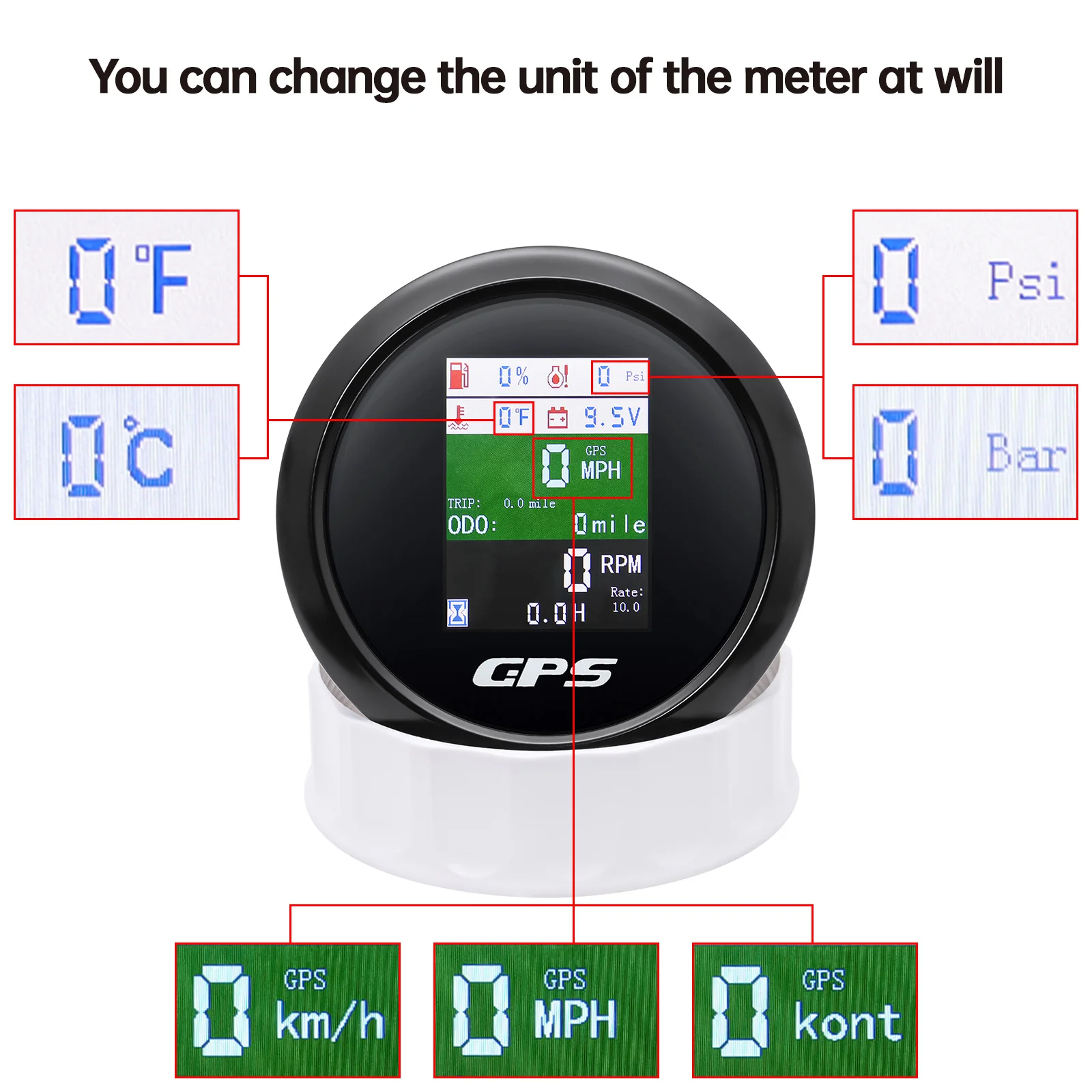 Velocímetro digital GPS multifunción con odómetro y temperatura agua - imagen 4