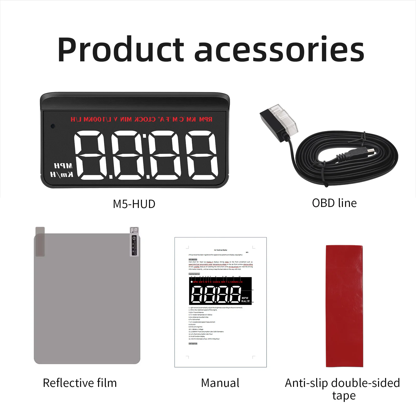 Pantalla HUD OBD para coche con velocímetro, voltaje y temperatura - imagen 5