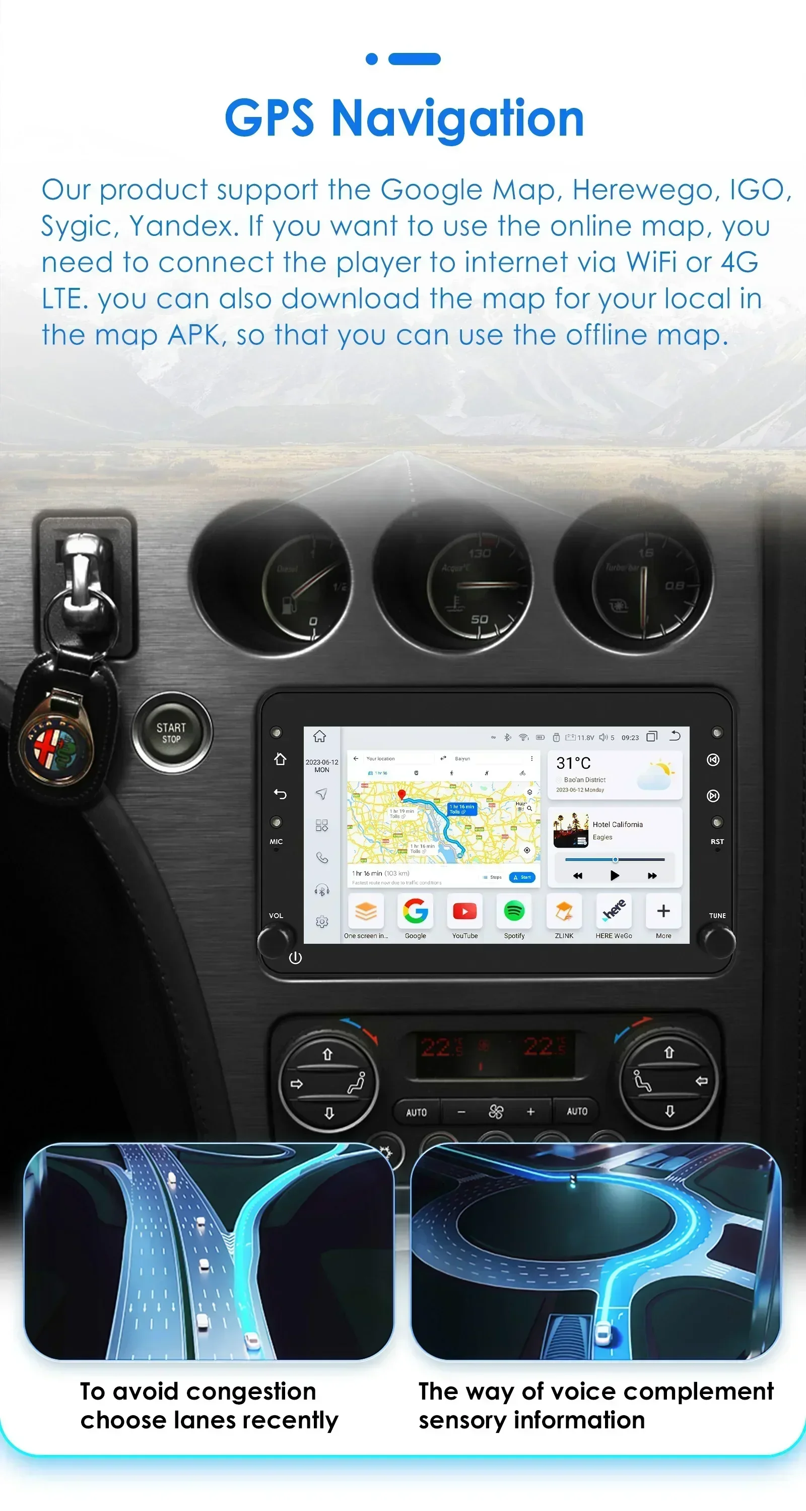 Hizpo Radio Android Auto con CarPlay - Alfa Romeo 159 Sportwagon - imagen 5