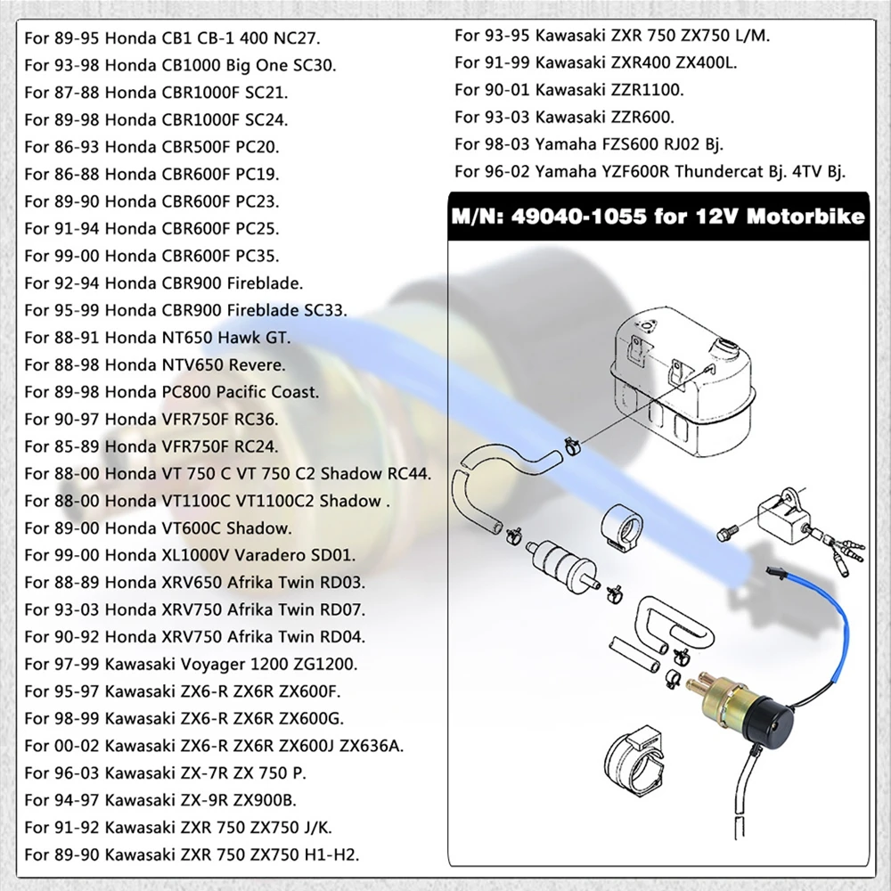 Bomba de combustible 12 V Honda CBR600F – OEM 16710-MR1-015 - imagen 3