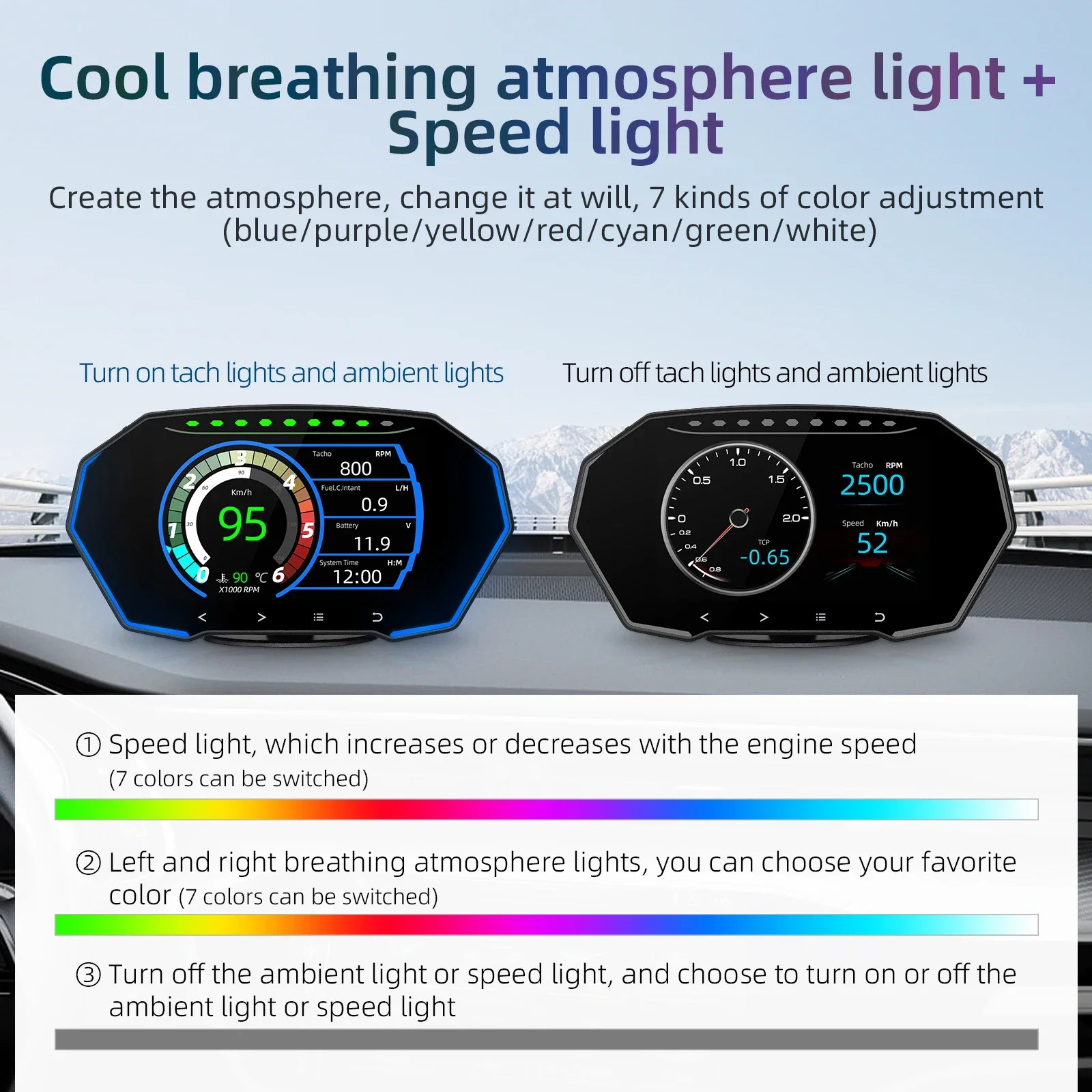 Pantalla HUD OBD2 F11 GPS LCD – Visualizador datos motor - imagen 3