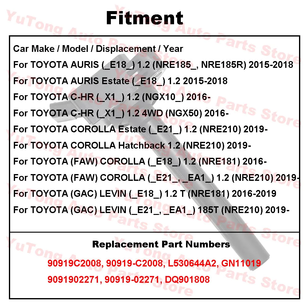 Toyota Corolla E18 1.2 T 2016 Bobina de encendido 90919-C2008 - imagen 2