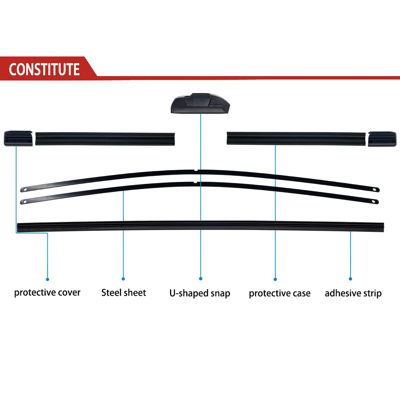 Kcimo limpiaparabrisas sin hueso tipo U 24" + 22" para BMW X5 E53 2000-2006 - imagen 4