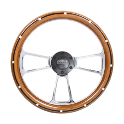 Volante deportivo de caoba real con remaches de aluminio 14" semienvolvente negro