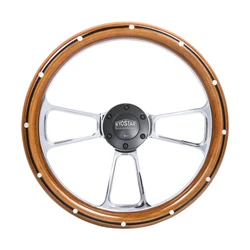 Volante deportivo de caoba real con remaches de aluminio 14" semienvolvente negro
