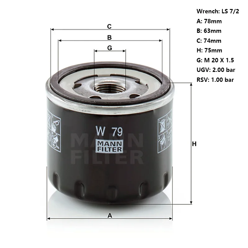 Filtro de aceite MANNFILTER W79 para Nissan Qashqai y Renault Mégane - imagen 2