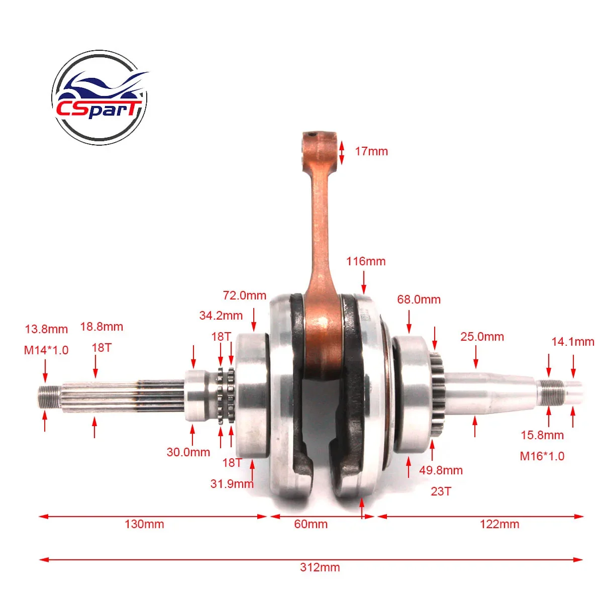 Cigüeñal Linhai YP VOG para Quad ATV Scooter - imagen 4