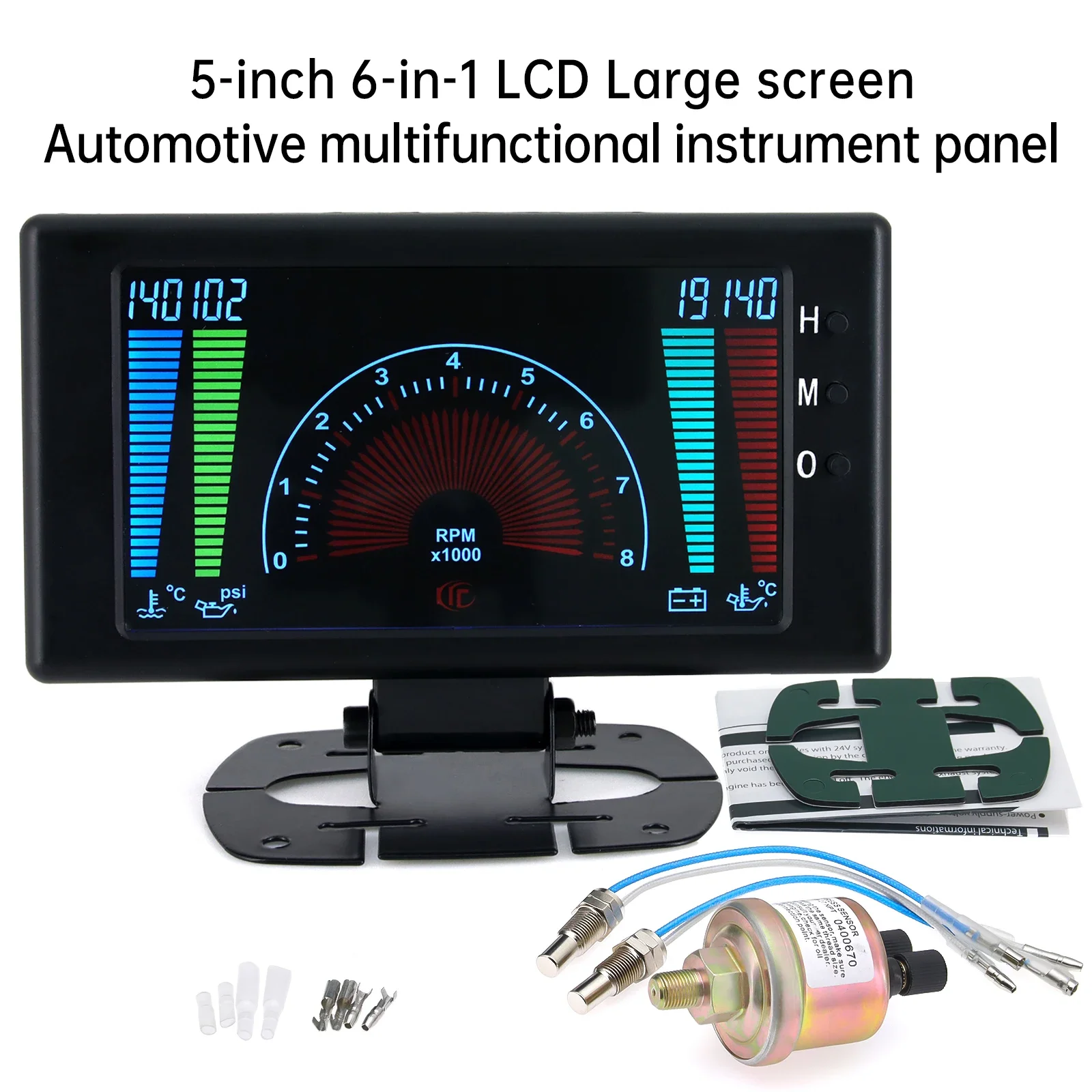 Medidor digital 6 en 1 LCD para coche con tacómetro y sensores - imagen 5