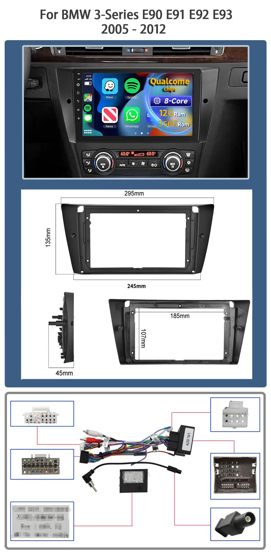 Unidad principal Android 15 para BMW Serie 3 E90