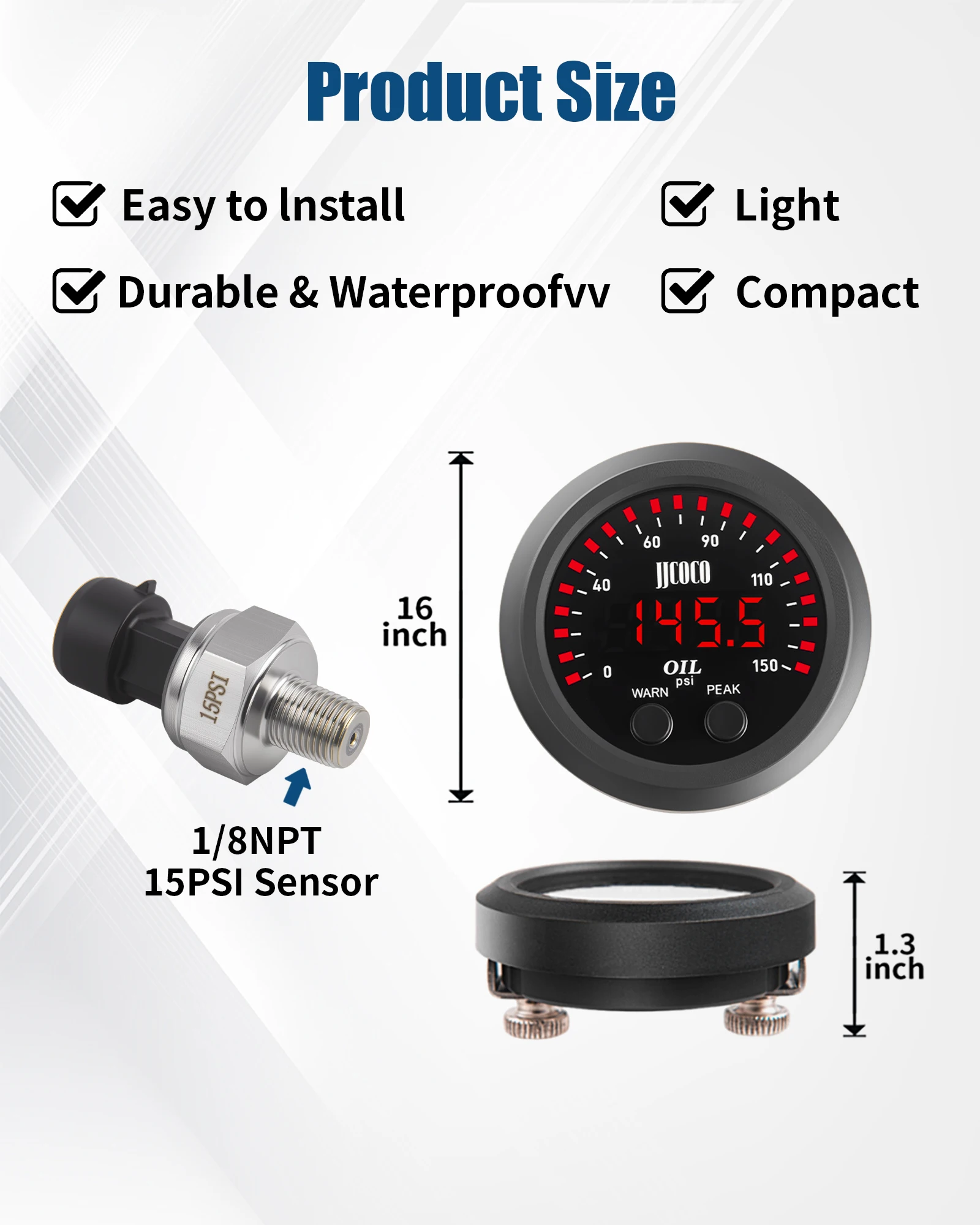 Manómetro electrónico de presión de aceite con sensor 1/8 NPT - imagen 4