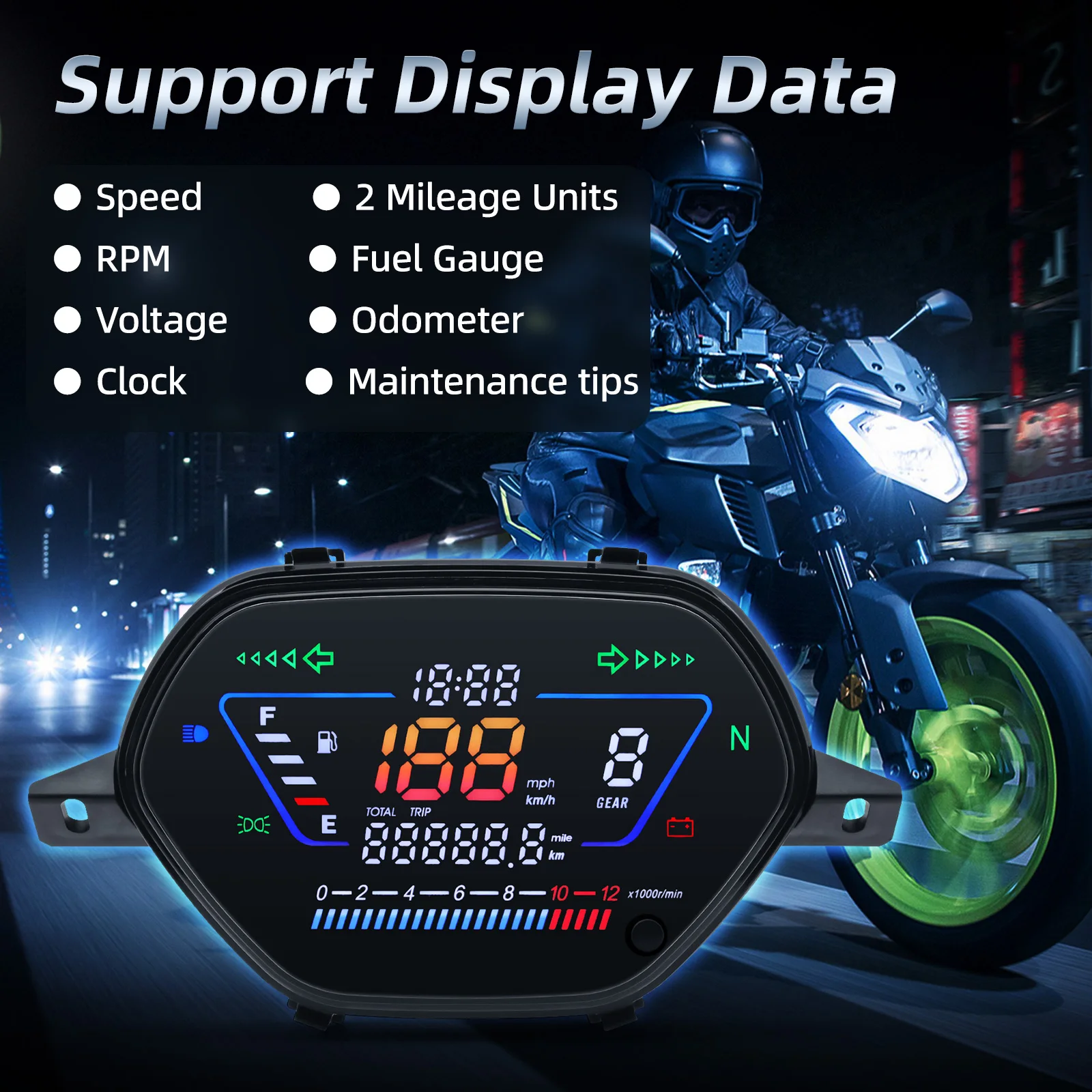 Velocímetro Digital para motocicleta, tacómetro LCD, odómetro, instrumento para Honda Wave, Honda WAVE100 110 - imagen 4