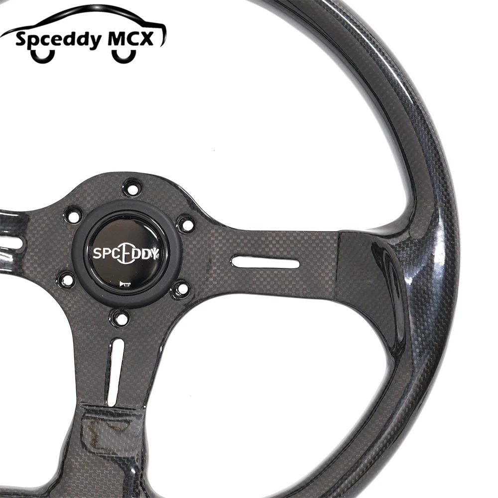 Volante fibra carbono carreras 350mm forma D – ultraligero - imagen 3