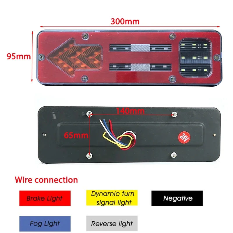 2 uds 12V/24V luz LED dinámica para coche camión luz trasera señal de giro luces de freno traseras lámpara de señal de marcha atrás remolque camión autobús Camper caravana - imagen 2